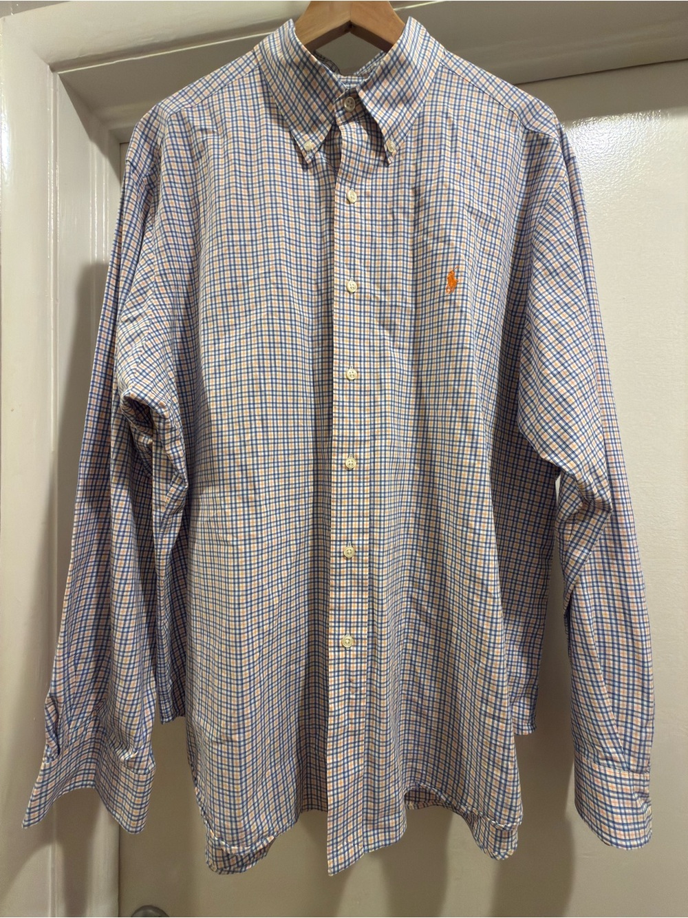 Polo Ralph Lauren Light Blue & Orange Plaid Button-Down Shirt
